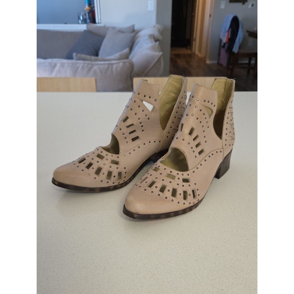 Sbicca Beige Cutout Ankle Booties with Stud Details